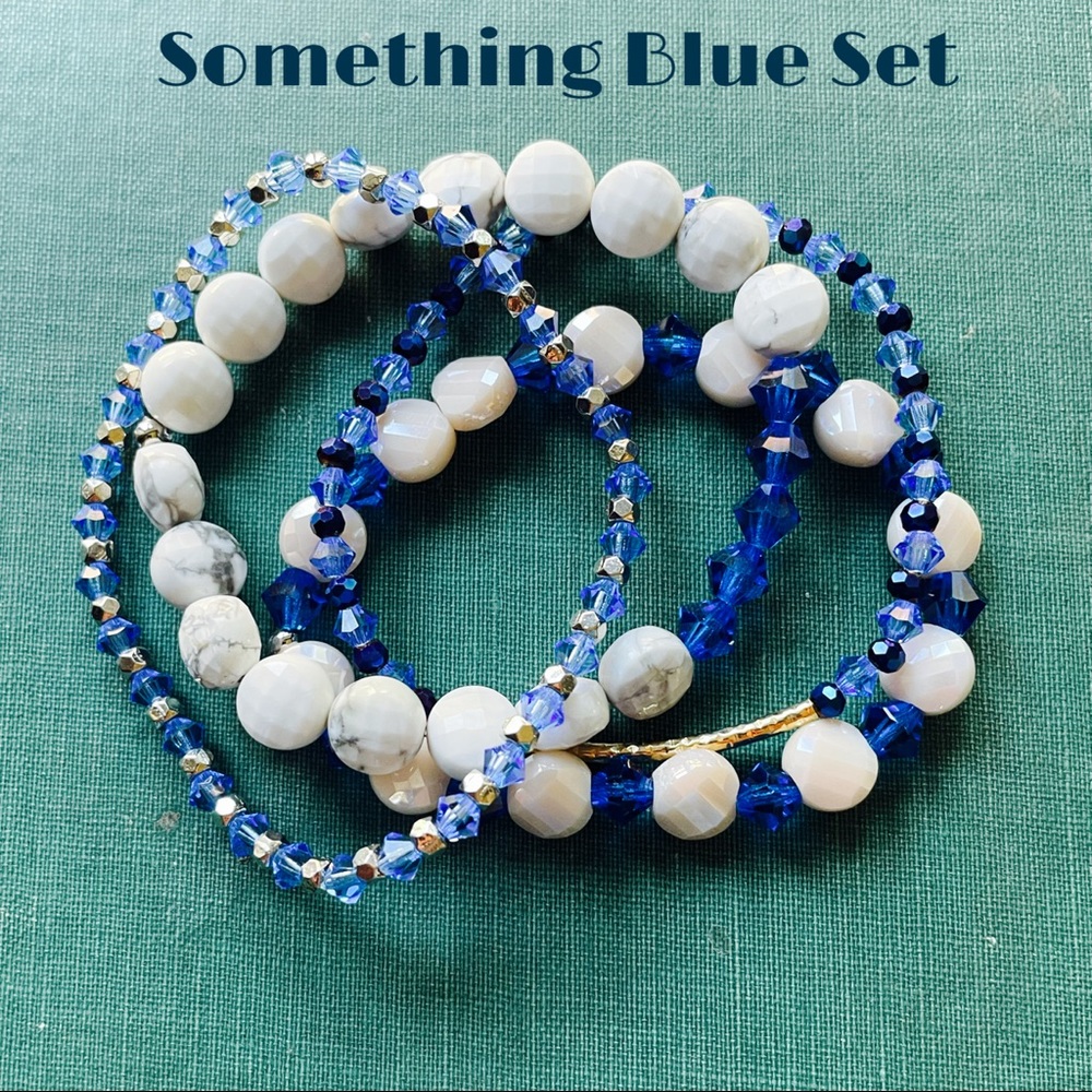 Something Blue bracelet stack.